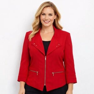 White House Black Market Red Cropped Blazer Size 10